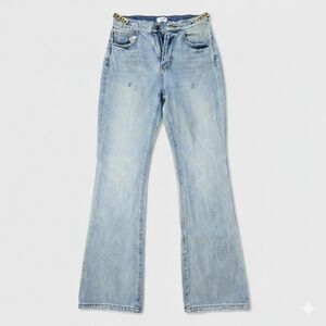 Celine Light Blue Wide Leg Distressed Jeans